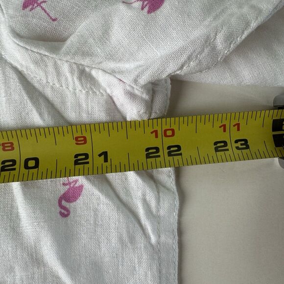 Magaschoni Man Short Sleeve Shirt Flamingos All Over Print Linen Blend Large NWT - Picture 5 of 13